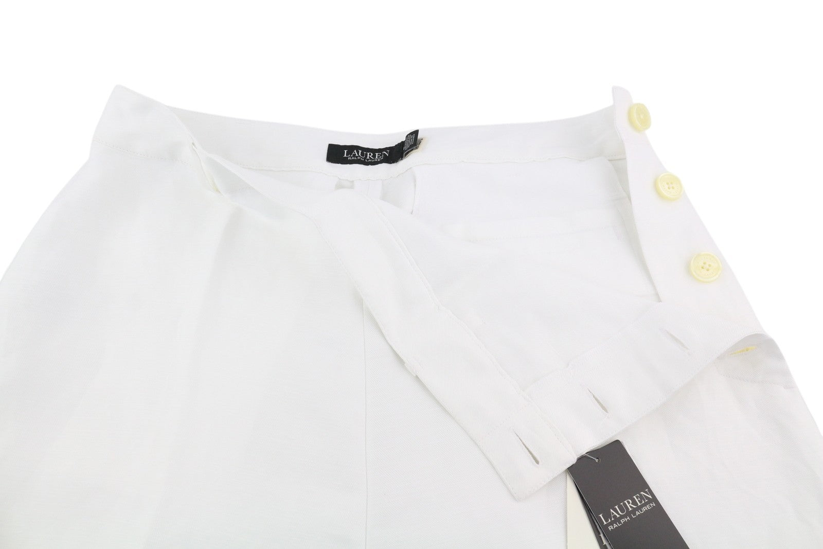 LAUREN RALPH LAUREN Women Trousers W29 White Linen Blend Cropped Flared RRP279