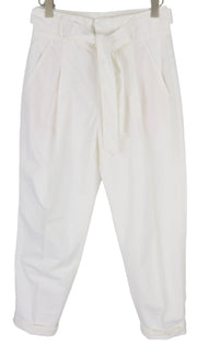 RALPH LAUREN Women Trousers W27 White High Waist Pleated Belted Turn-Up