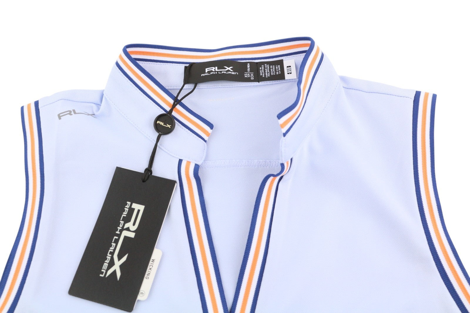 RLX RALPH LAUREN Golf Women T-Shirt XS Blue Sleeveless V-Neck Tailored RRP125