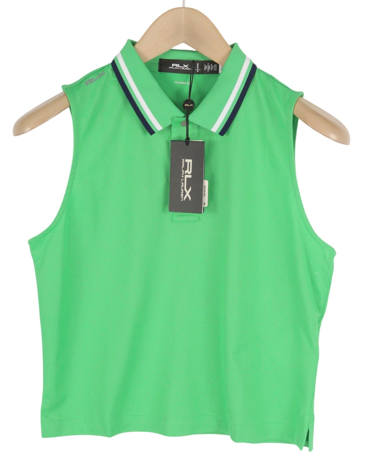 RLX RALPH LAUREN Golf Women T-Shirt M Green Sleeveless Polo Tailored RRP179
