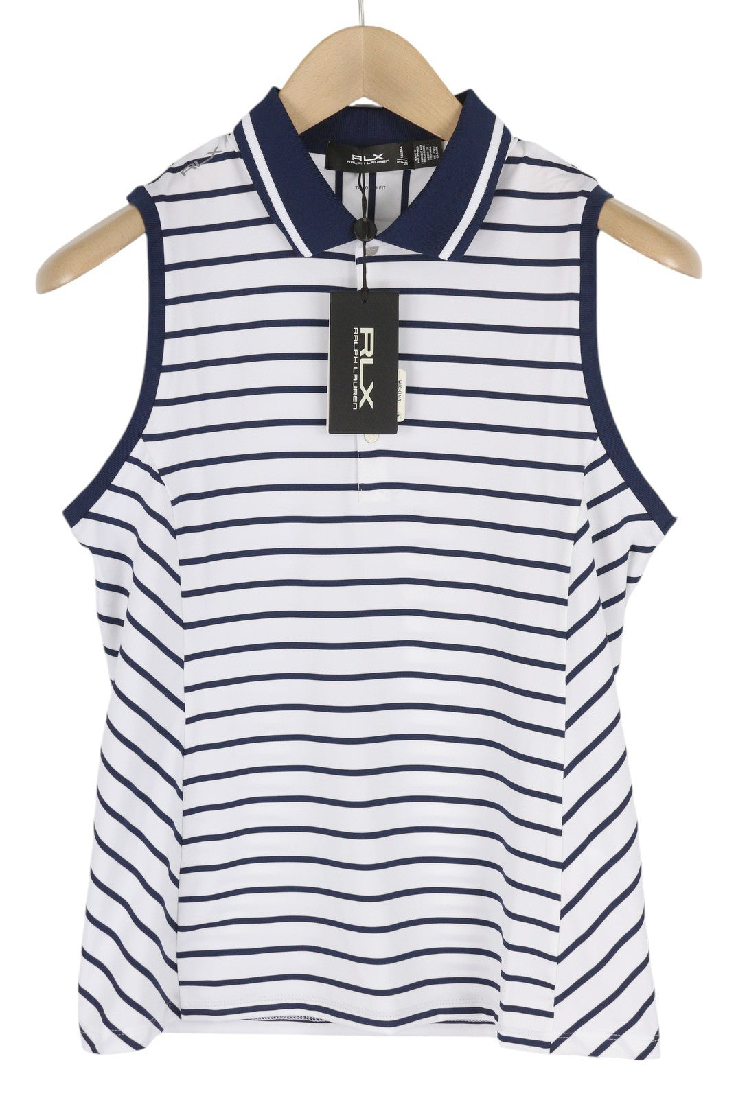 RLX RALPH LAUREN Golf Women T-Shirt S White Sleeveless Polo Neck Tailored
