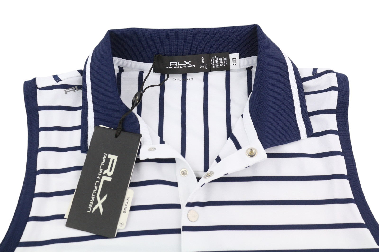 RLX RALPH LAUREN Golf Women T-Shirt S White Sleeveless Polo Neck Tailored