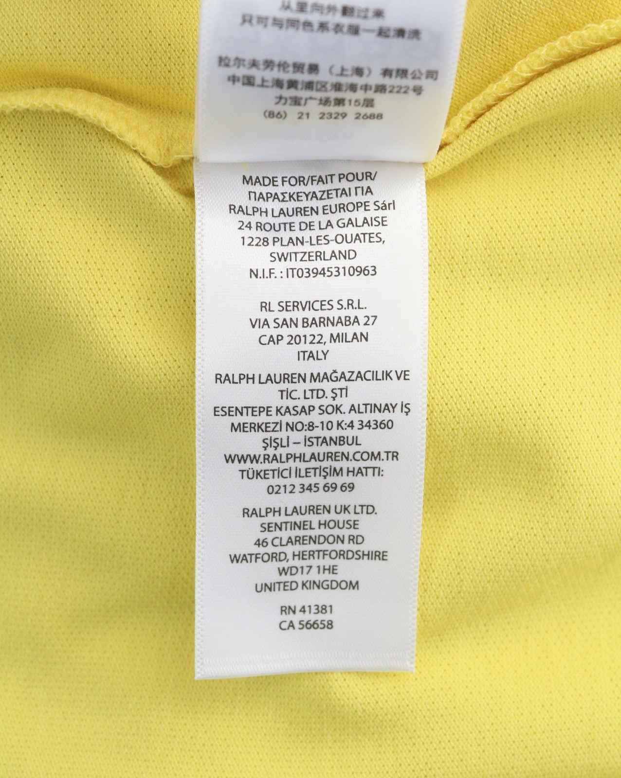 LAUREN RALPH LAUREN Women T-Shirt M Yellow Cotton Polo Neck Logo