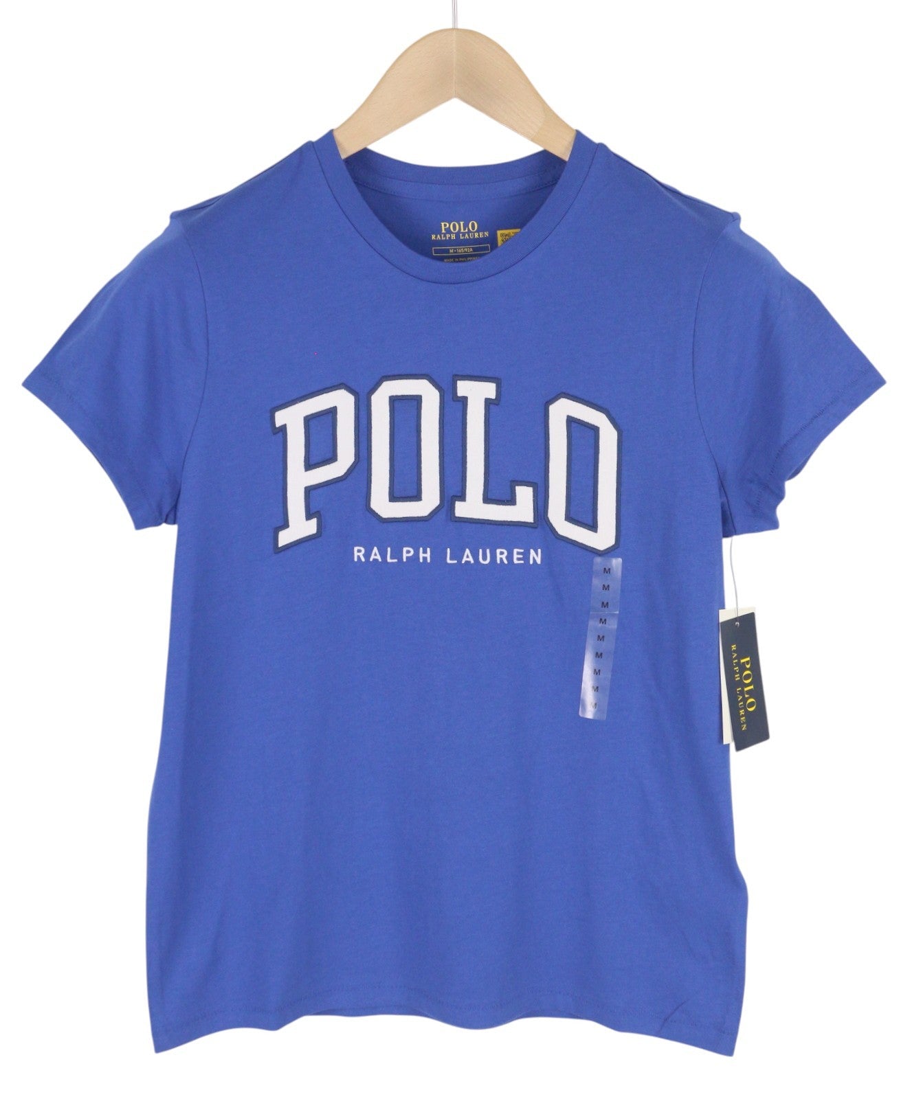 RALPH LAUREN Women T-Shirt M Blue Short Sleeve Crew Neck Tricot Casual