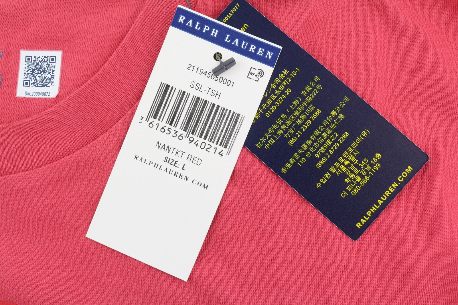 RALPH LAUREN Women T-Shirt L Red Short Sleeve Crew Neck Tricot Stretch