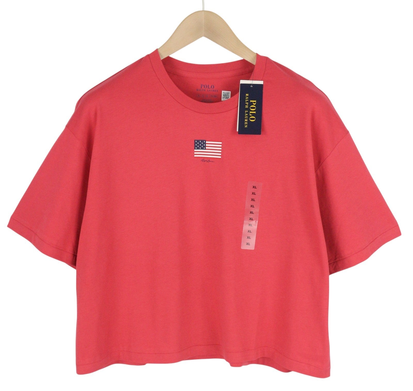 RALPH LAUREN Women T-Shirt XL Red Short Sleeve Crew Neck Tricot Stretch