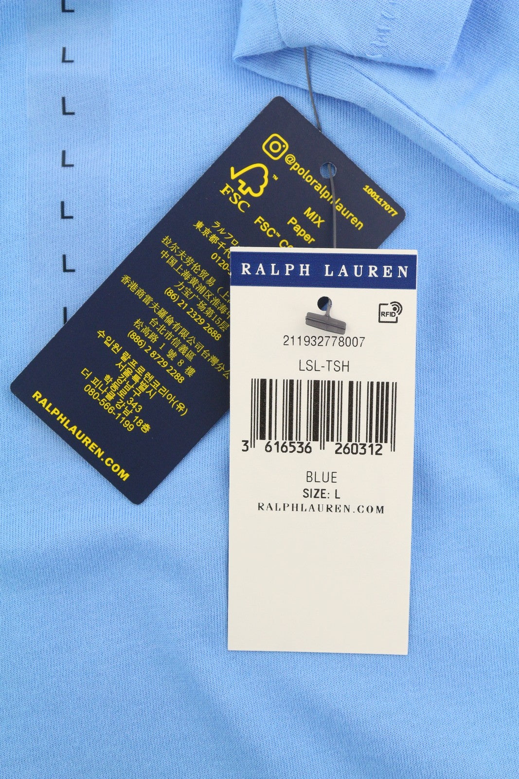 RALPH LAUREN Women T-Shirt L Blue Short Sleeve Crew Neck Tricot Stretch