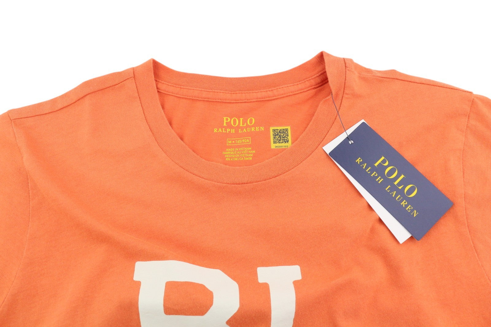 RALPH LAUREN Women T-Shirt M Orange Short Sleeve Crew Neck Tricot Stretch