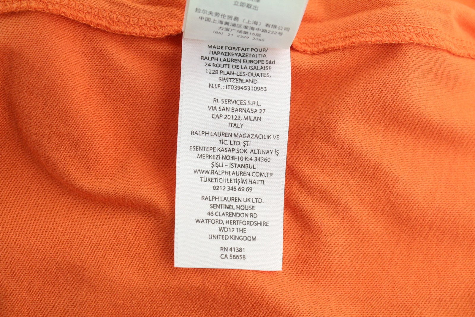 RALPH LAUREN Women T-Shirt M Orange Short Sleeve Crew Neck Tricot Stretch
