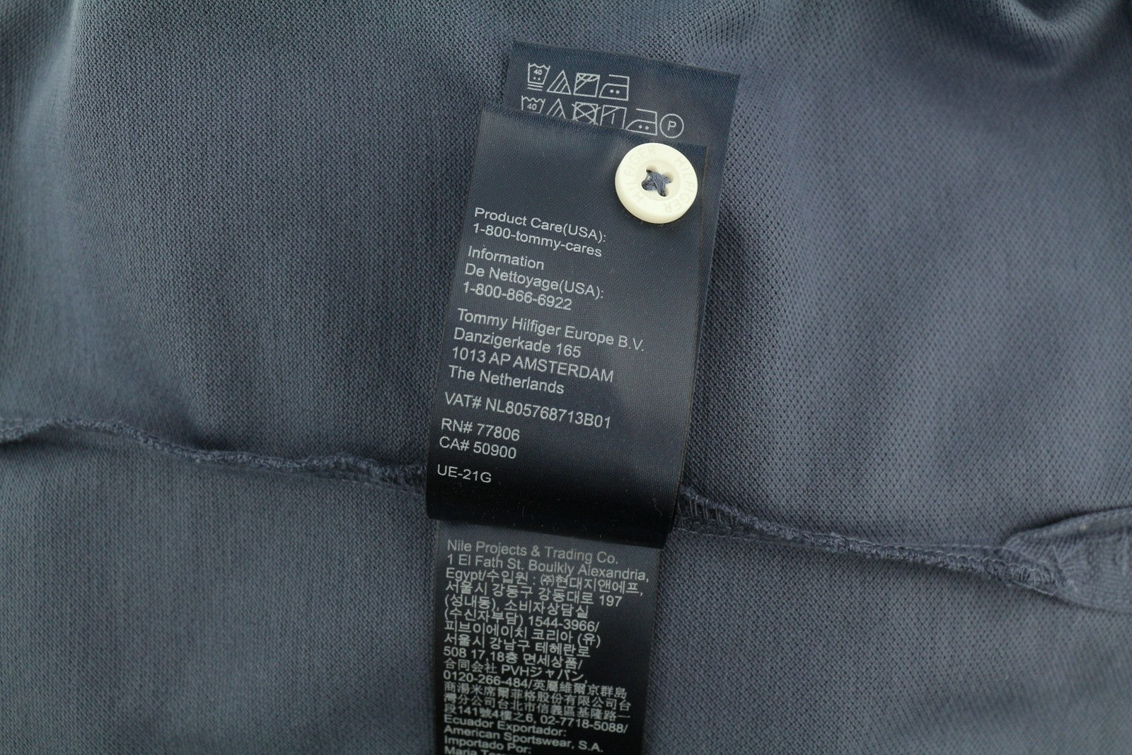 TOMMY HILFIGER Slim Polo Men T-Shirt XS Faded Blue Short Sleeve Cotton