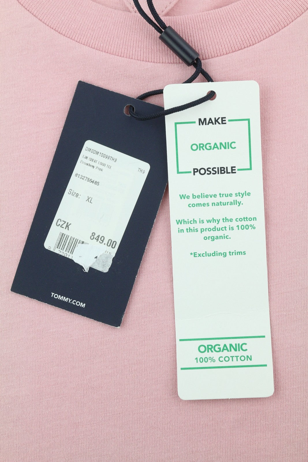 TOMMY HILFIGER TJM Chest Logo Pink Men T-Shirt XL Crew Neck Tricot Short Sleeve