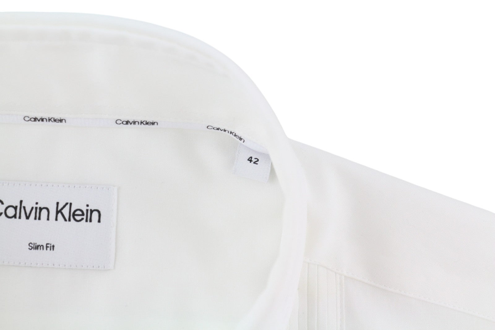 CALVIN KLEIN Evening Tuxedo Slim Men Shirt XL White Pleated Button-Up Formal