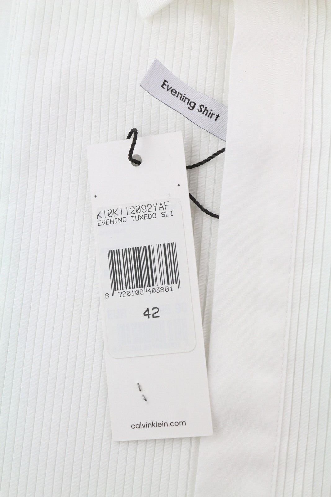CALVIN KLEIN Evening Tuxedo Slim Men Shirt XL White Pleated Button-Up Formal