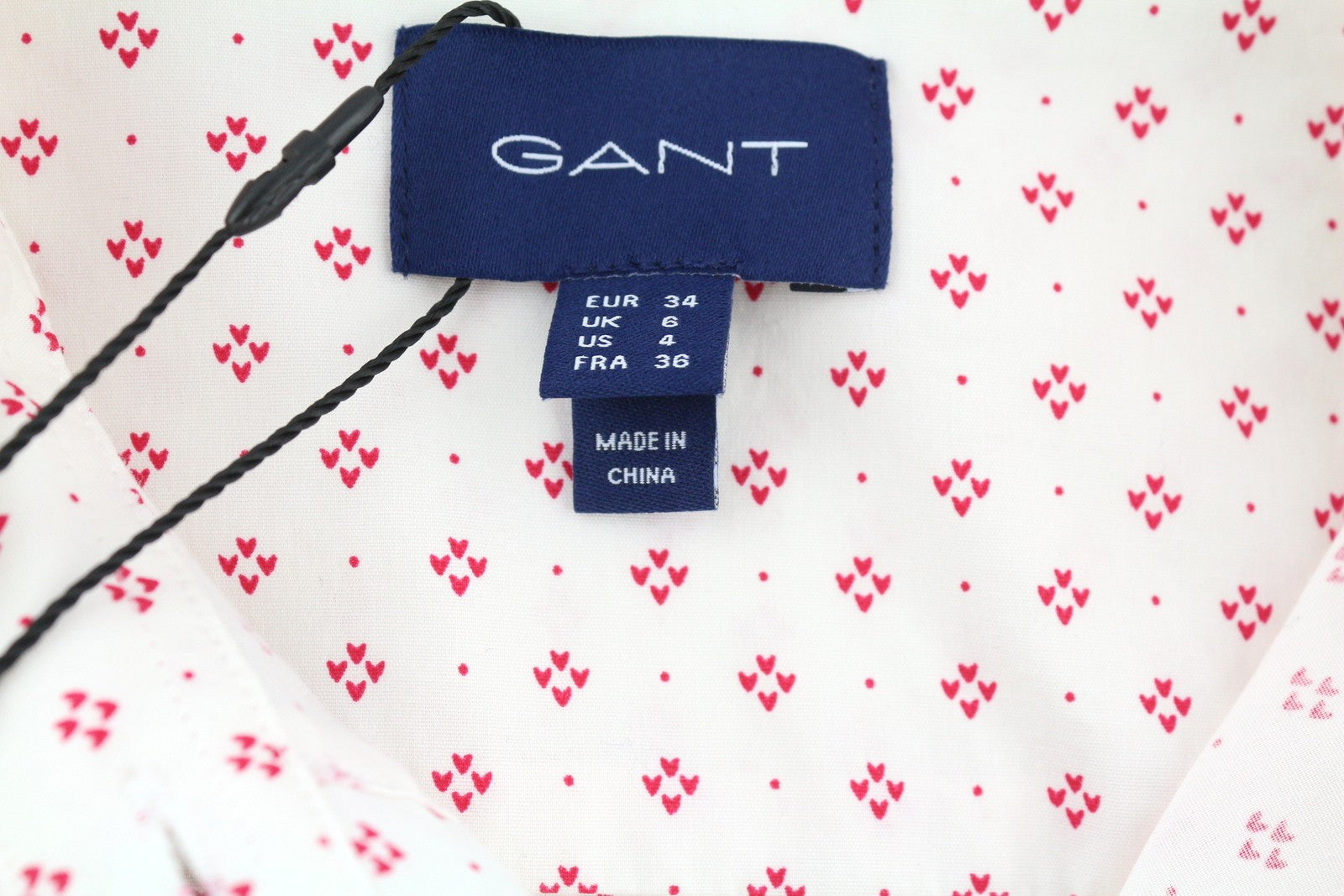 GANT Fairly Dot Stretch Women Shirt EU34 White Patterned Spread Neck Button-Up
