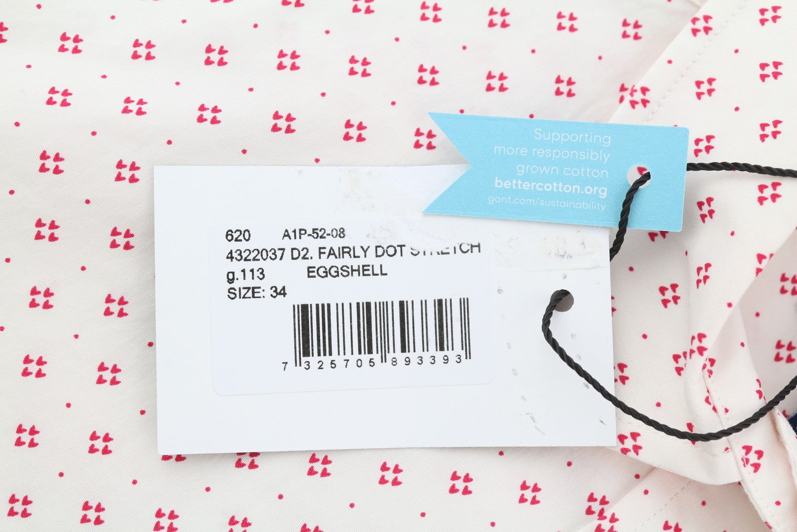 GANT Fairly Dot Stretch Women Shirt EU34 White Patterned Spread Neck Button-Up