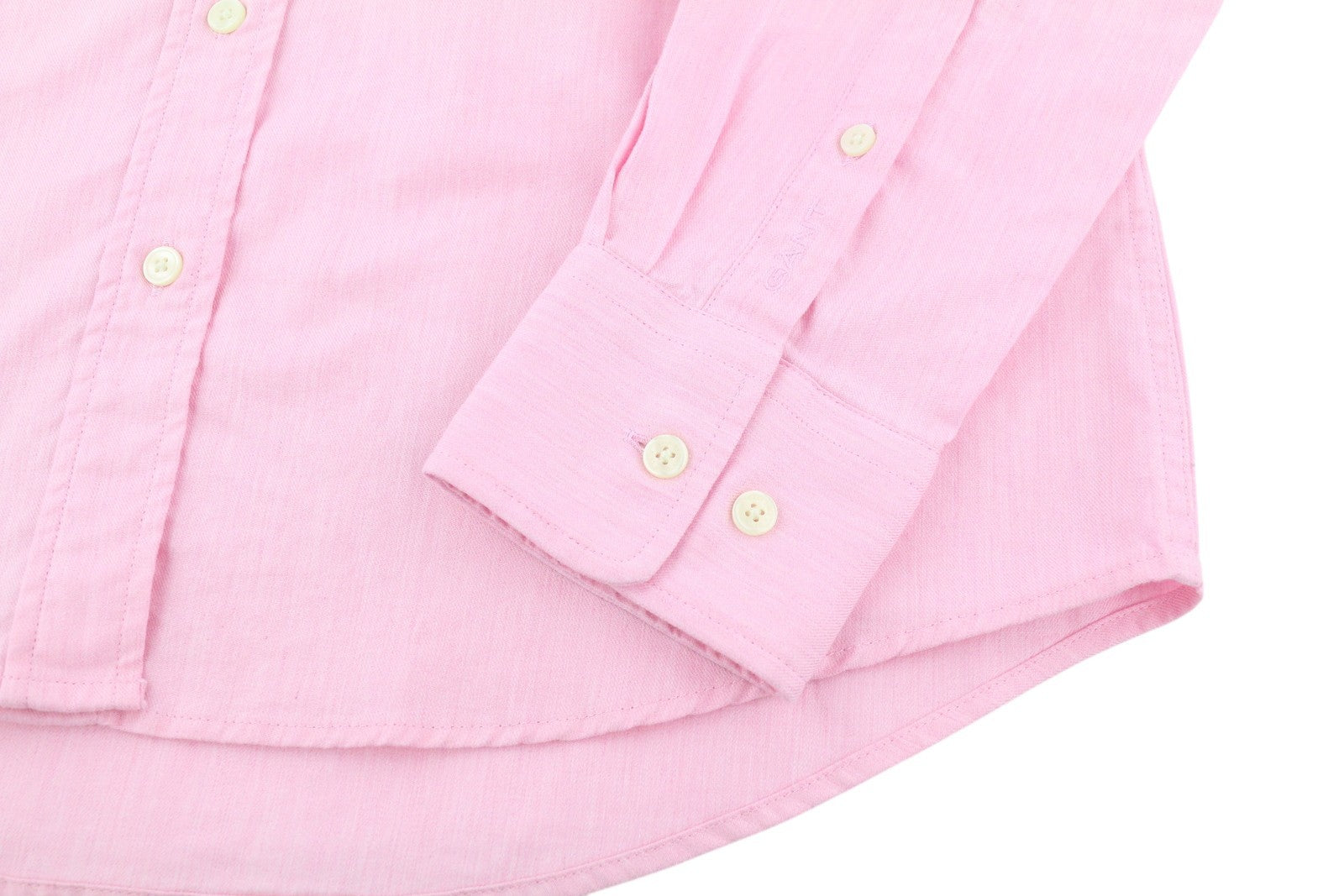GANT Melange Flannel Women Shirt EU34 Pink Spread Neck Button-Up Casual Logo