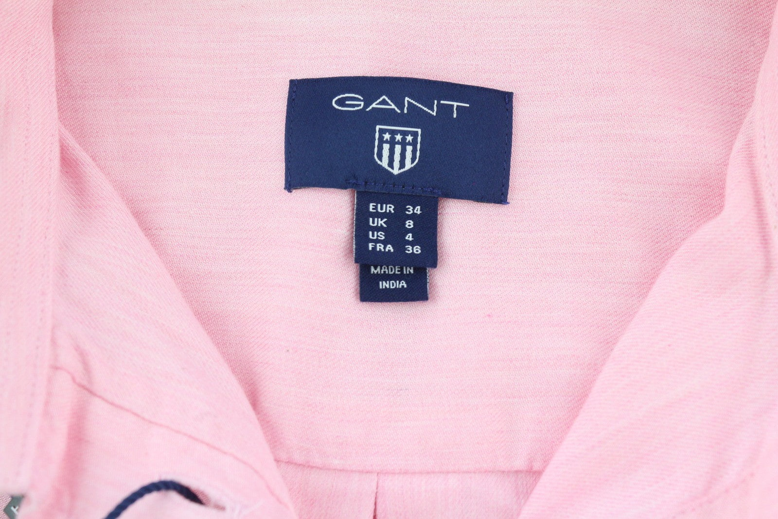 GANT Melange Flannel Women Shirt EU34 Pink Spread Neck Button-Up Casual Logo