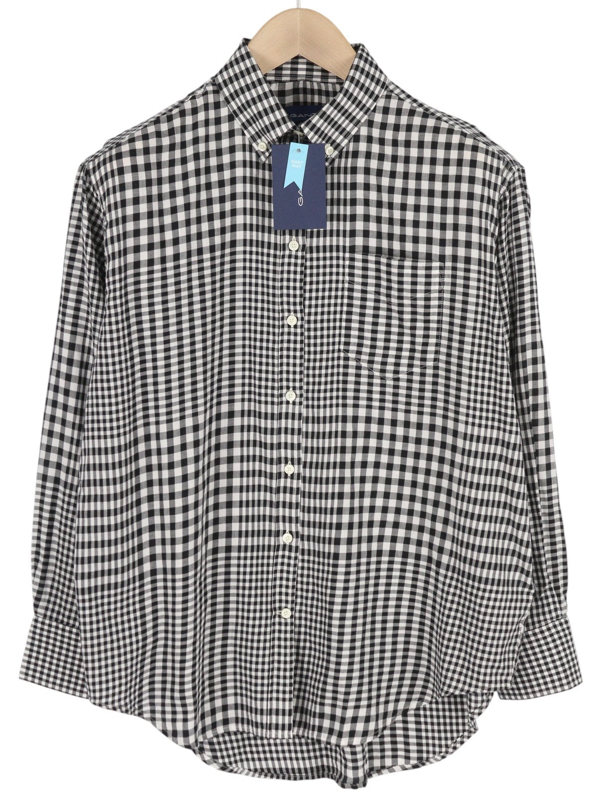 GANT Houndstooth Relaxed Women Shirt EU34 Thin Flannel Spread Neck Button-Up