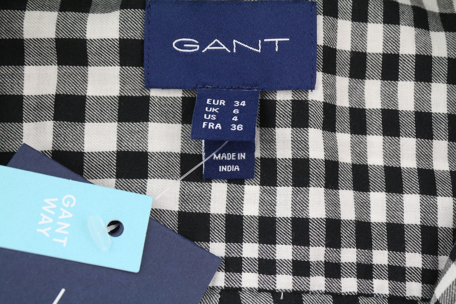 GANT Houndstooth Relaxed Women Shirt EU34 Thin Flannel Spread Neck Button-Up