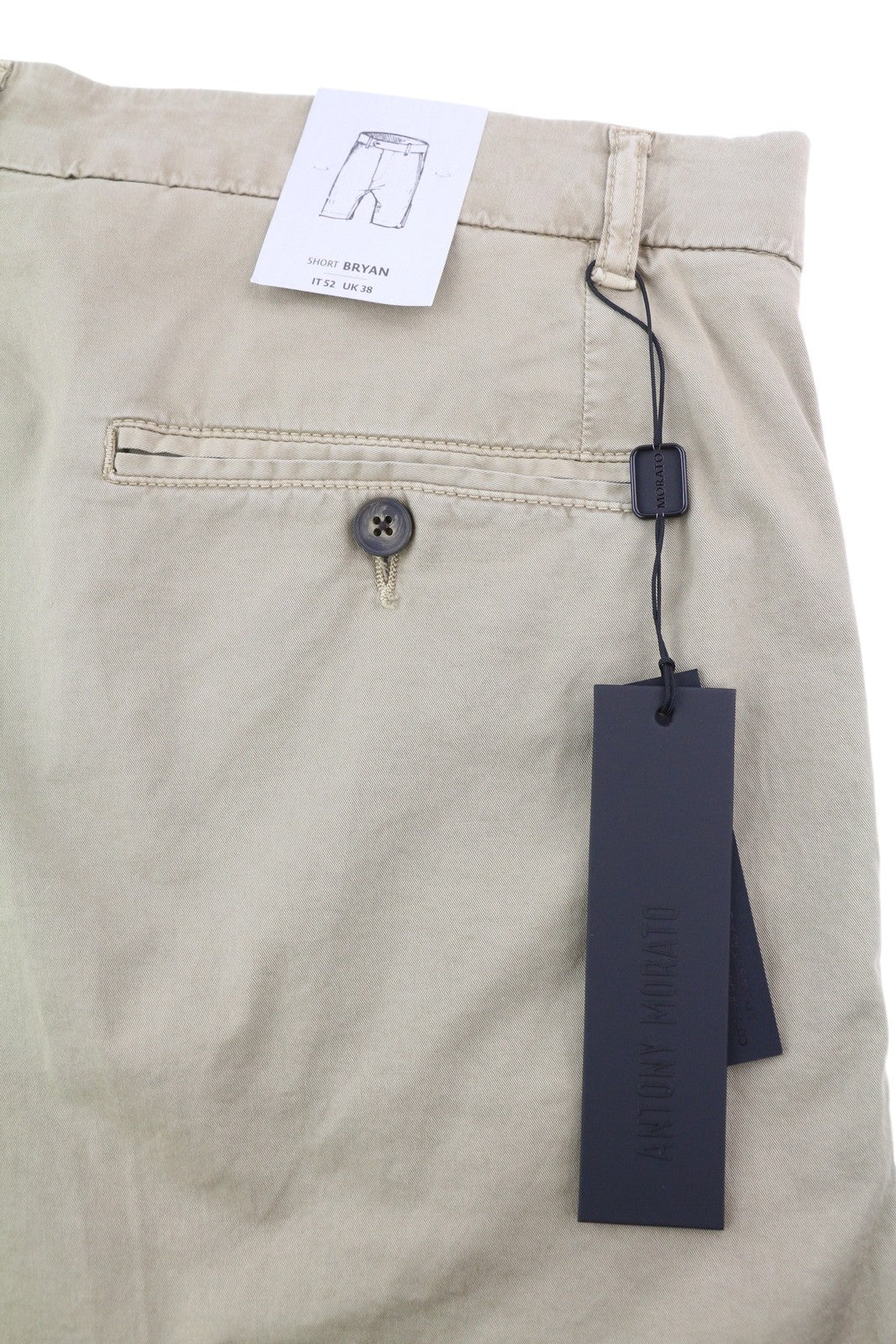 ANTONY MORATO Bryan Men Shorts W38 Beige Chino Zip Fly Logo Pockets Casual