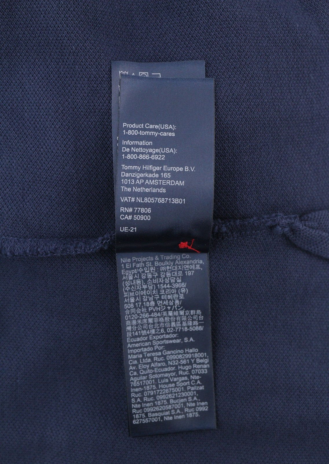 TOMMY HILFIGER Tipped SL Blue Men T-Shirt XS Organic Cotton Polo Slim