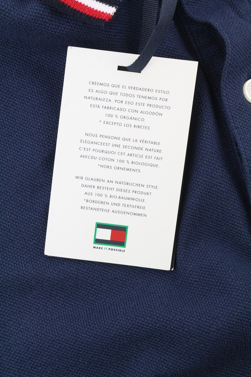 TOMMY HILFIGER Tipped SL Blue Men T-Shirt XS Organic Cotton Polo Slim