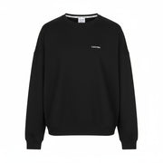 CALVIN KLEIN Men Sweatshirt M Black Crew Neck Pull On Embroidered Logo Front