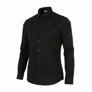 CALVIN KLEIN Poplin Stretch Slim Men Shirt XL Black Button Spread Neck Formal
