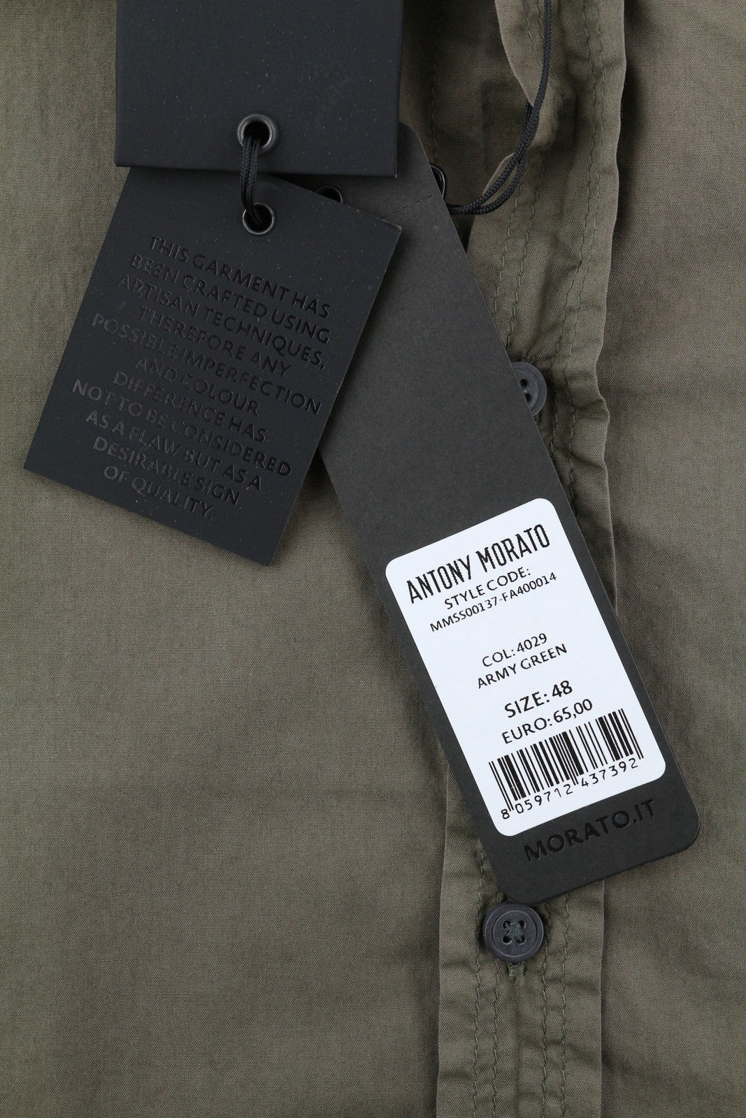 ANTONY MORATO Men Shirt M Brown Straight Fit Short Sleeve Button-Down Logo