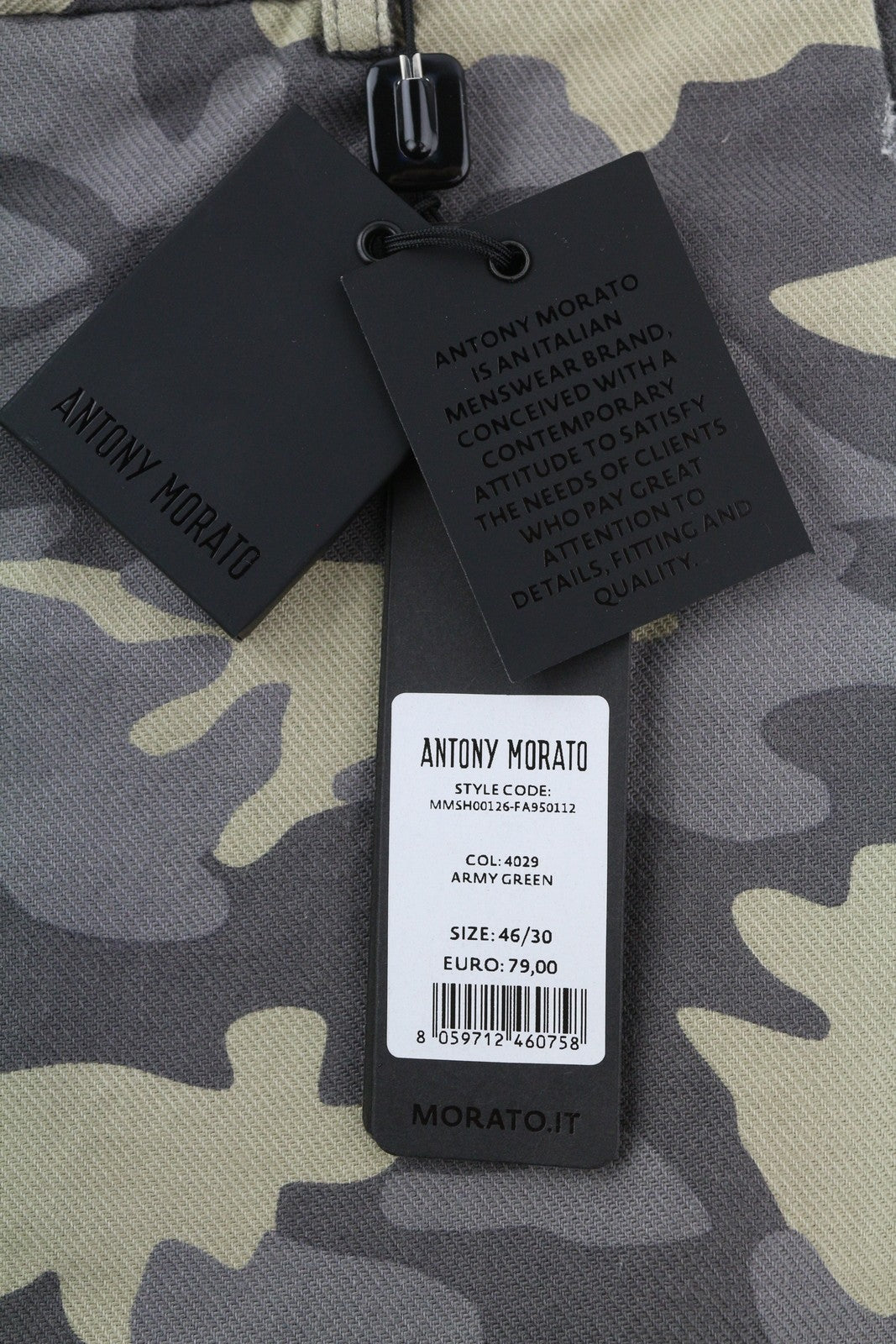 ANTONY MORATO Men Shorts W30 Camouflage Chino Carrot Fit Turn-Up Button Fly