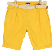 ANTONY MORATO Fred Men Shorts W40 Yellow Carrot Fit Chino Pleated Belted Logo