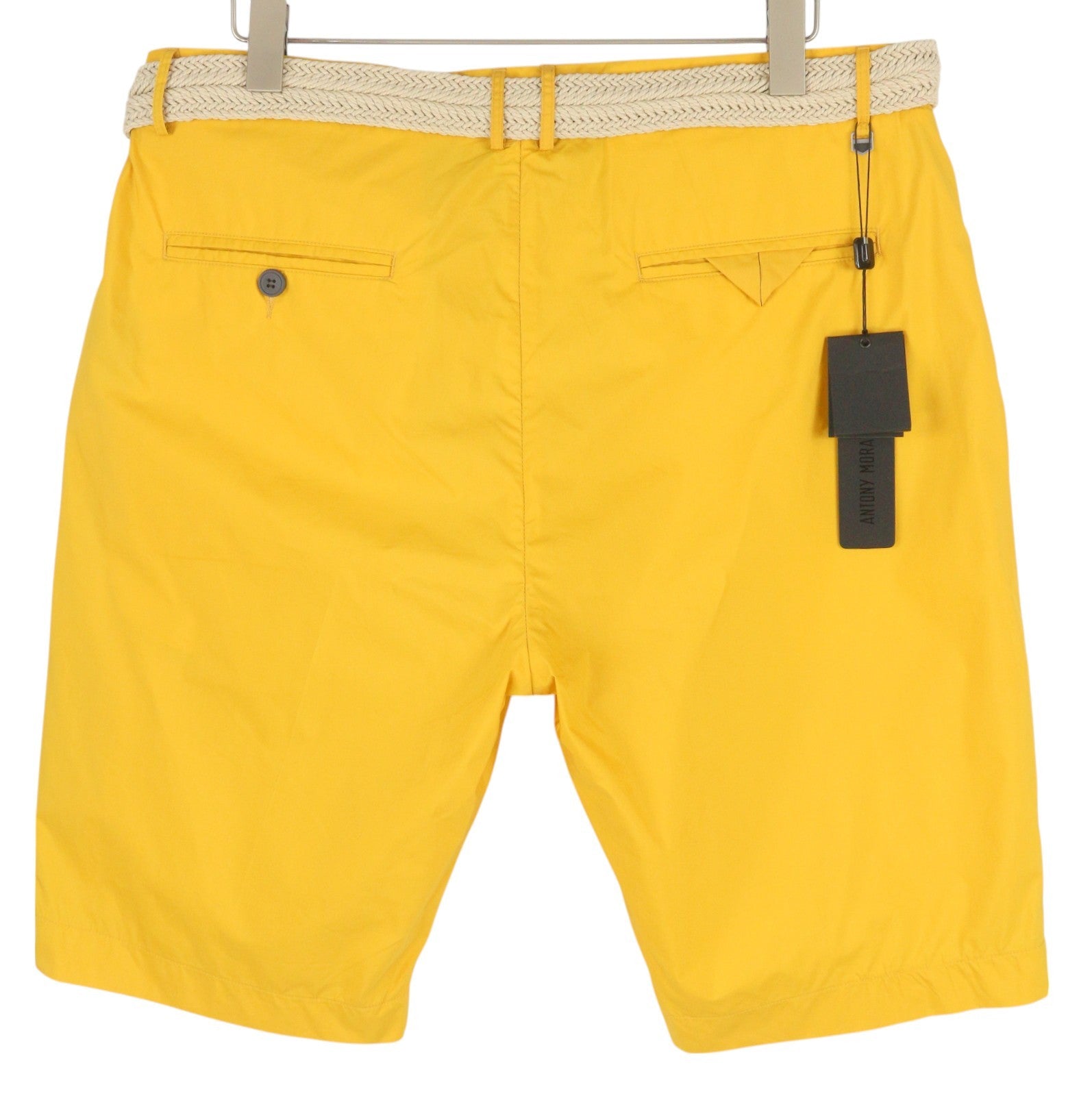 ANTONY MORATO Fred Men Shorts W40 Yellow Carrot Fit Chino Pleated Belted Logo
