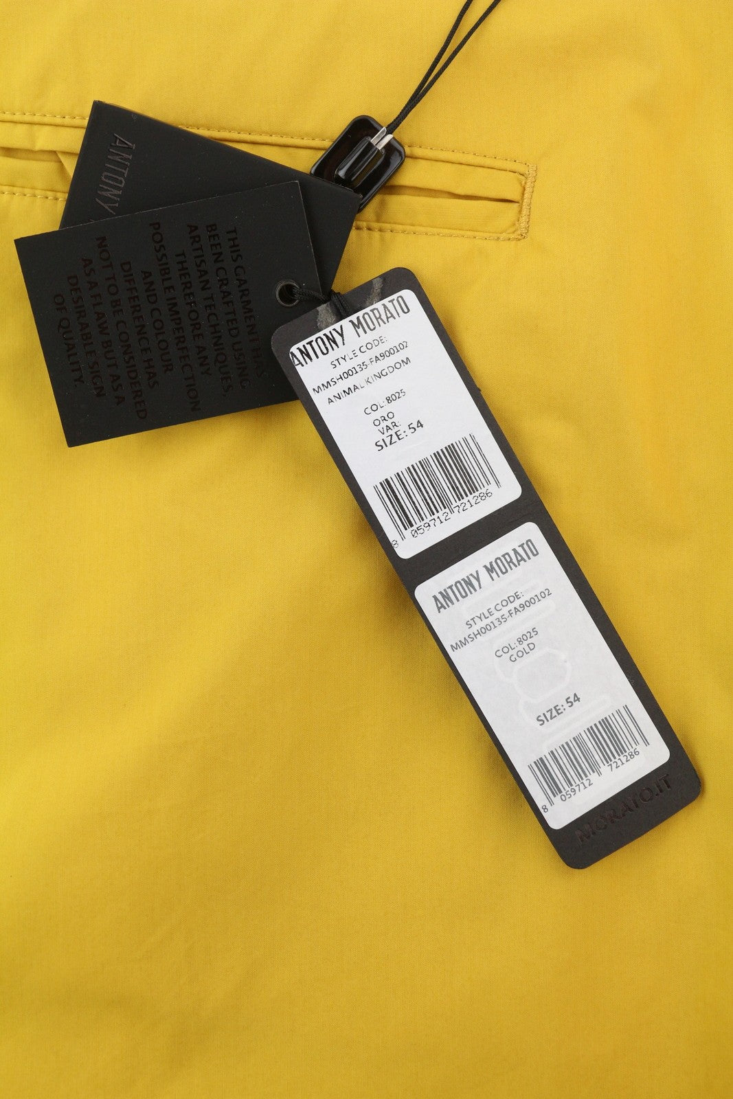 ANTONY MORATO Fred Men Shorts W40 Yellow Carrot Fit Chino Pleated Belted Logo