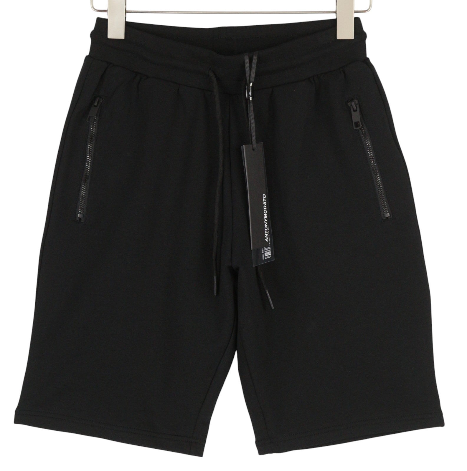 ANTONY MORATO Men Shorts S Black Sweat Drawstring Waist Zipped Pockets Logo