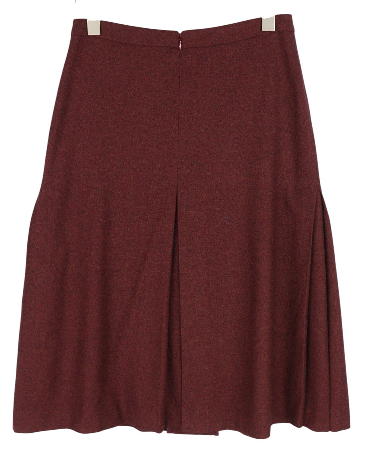 GANT Washable Stretch Wool Women Skirt EU36 Burgundy Melange Zip Knee Length