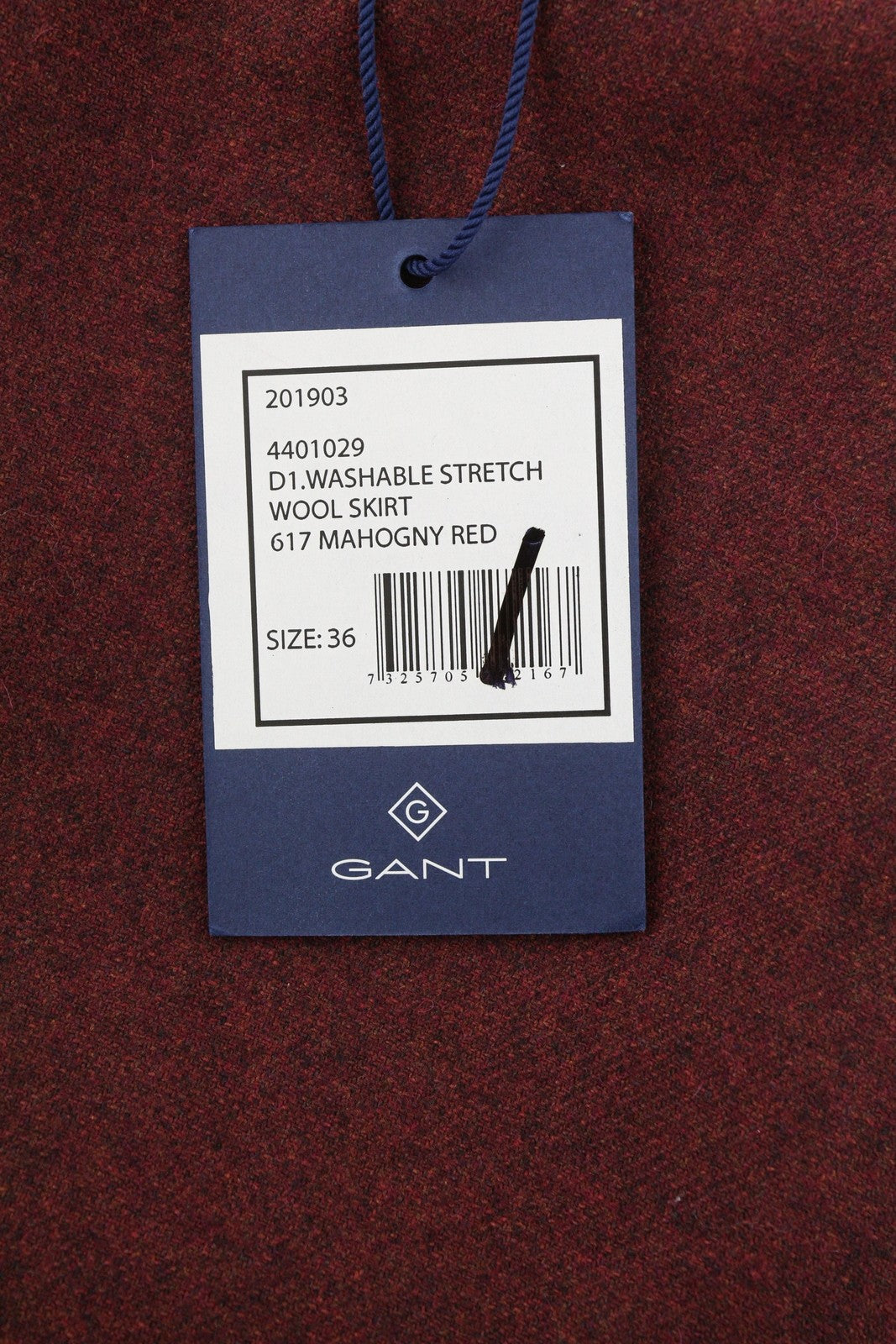 GANT Washable Stretch Wool Women Skirt EU36 Burgundy Melange Zip Knee Length