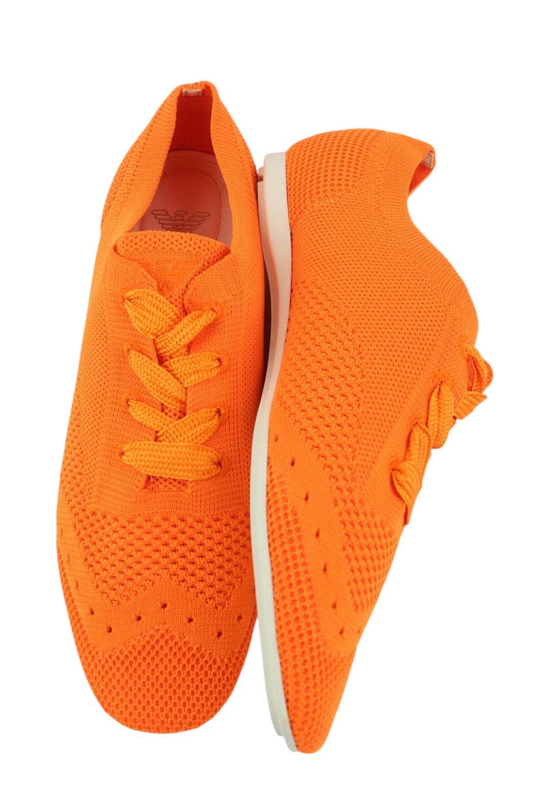 EMPORIO ARMANI X3C148 Women Sneakers EU37 Orange Knitted Lace Up Low Top