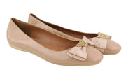 EMPORIO ARMANI Women Flats EU37 Beige Leather Bow Slip Ballerina RRP219