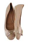 Beige Leather Flats