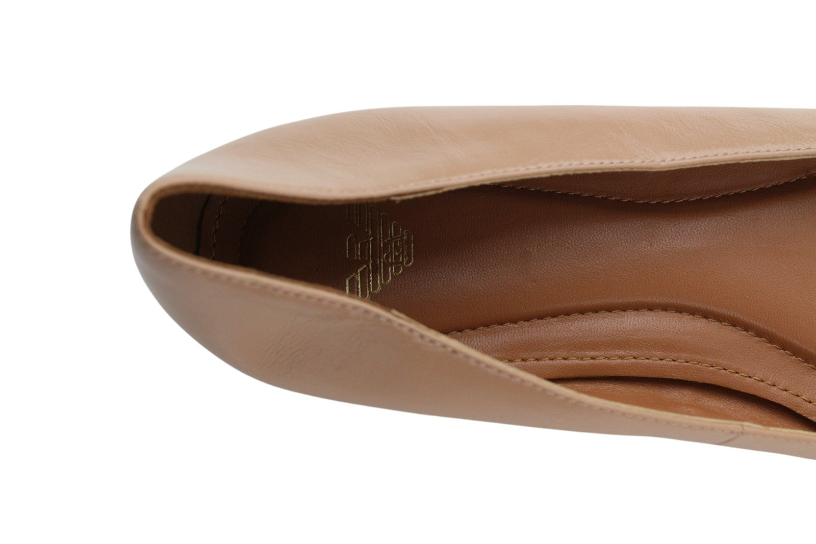 EMPORIO ARMANI Women Flats EU37 Beige Leather Bow Slip Ballerina RRP219