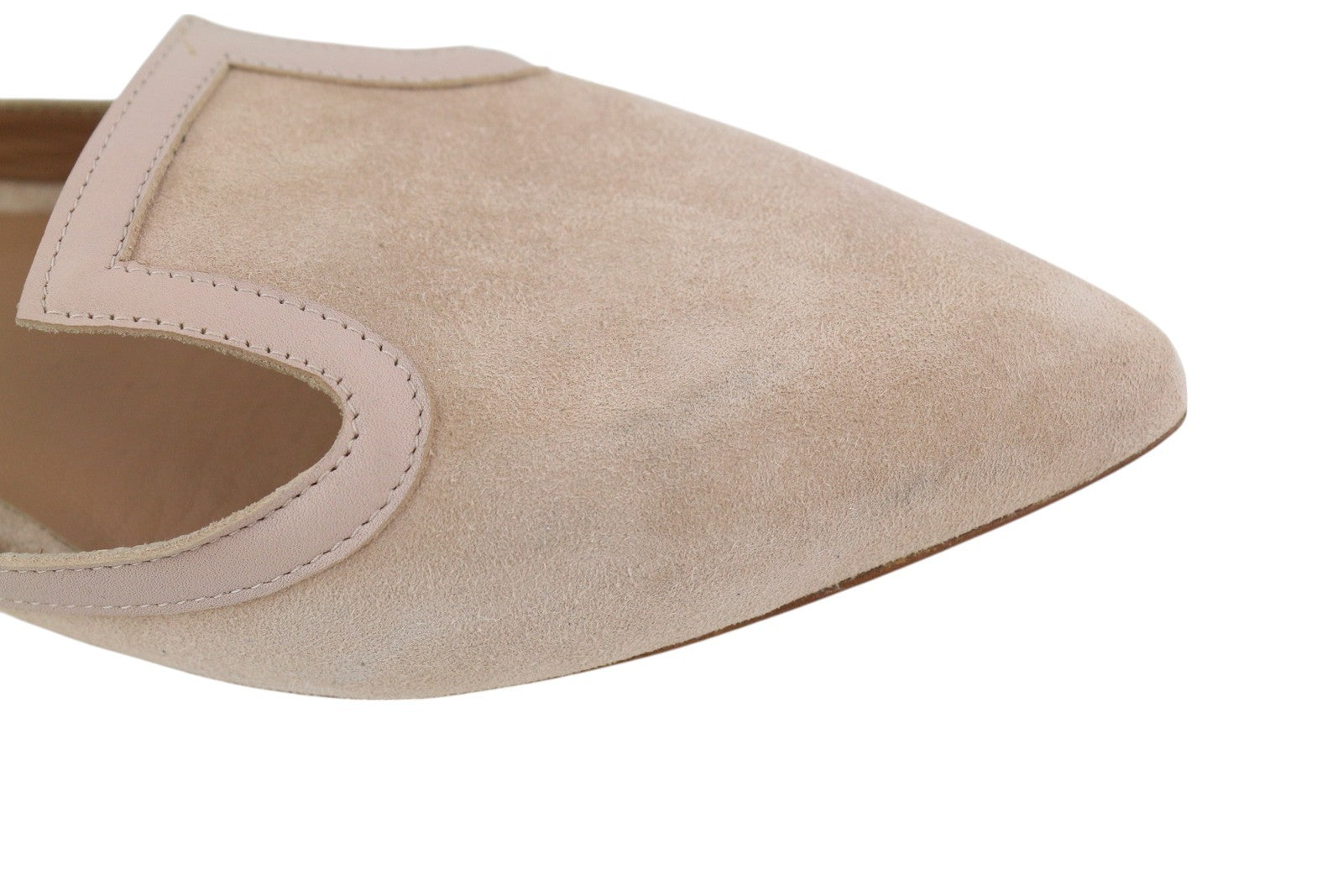 EMPORIO ARMANI X3D225 Women Flats EU37 Beige Suede Leather Pointed Ballerina