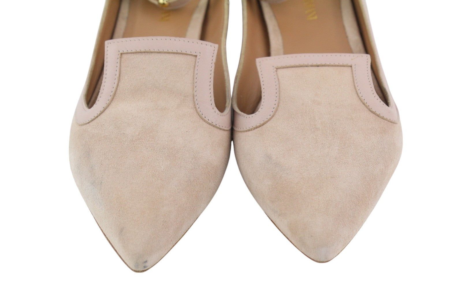 EMPORIO ARMANI X3D225 Women Flats EU37 Beige Suede Leather Pointed Ballerina
