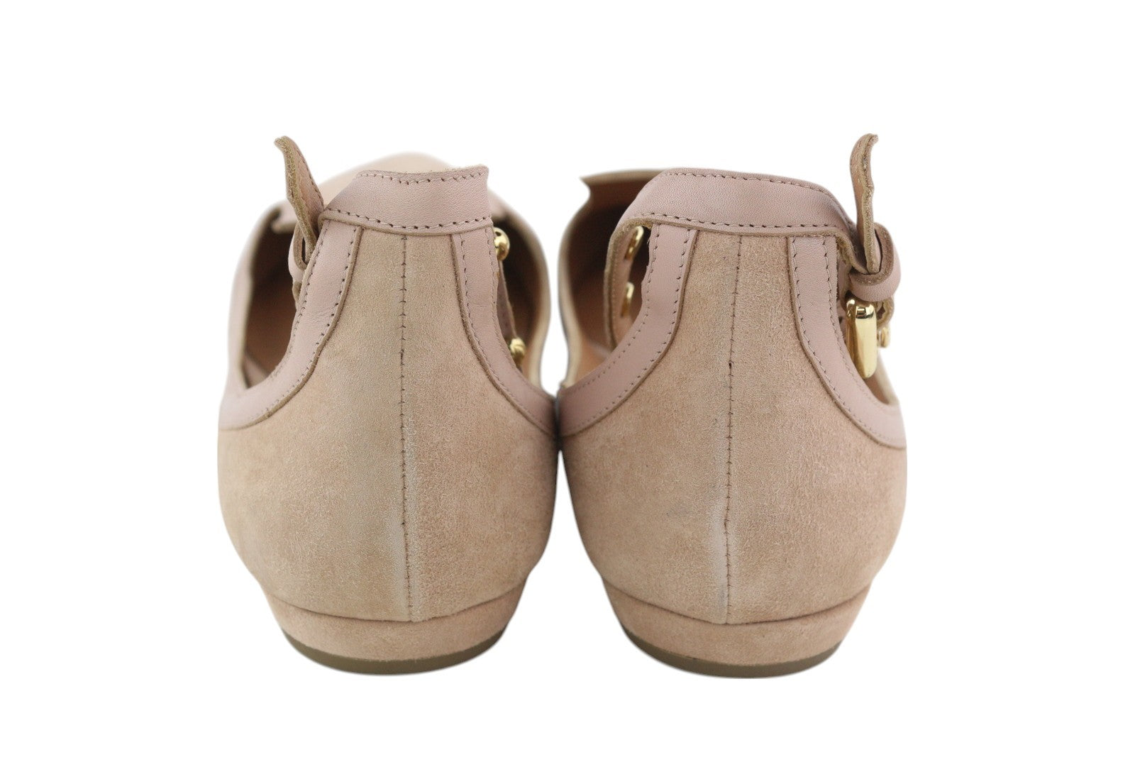 EMPORIO ARMANI X3D225 Women Flats EU37 Beige Suede Leather Pointed Ballerina