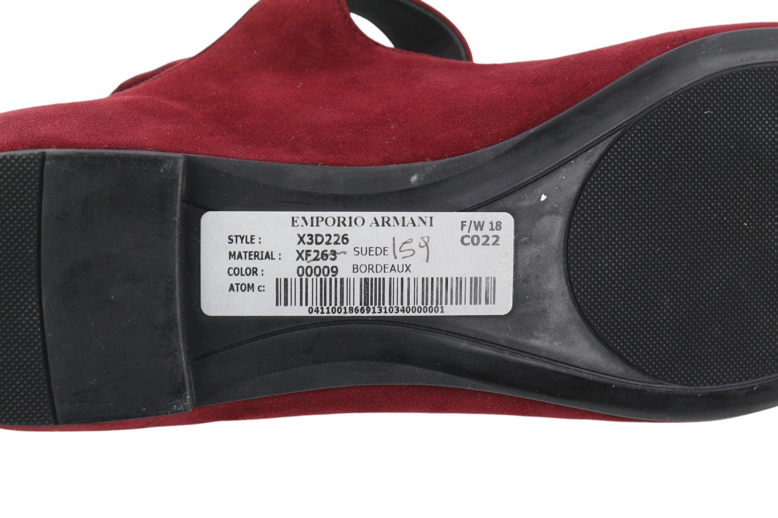 EMPORIO ARMANI X3D226 Women Flats EU37 Burgundy Suede Leather Buckle Ballerina