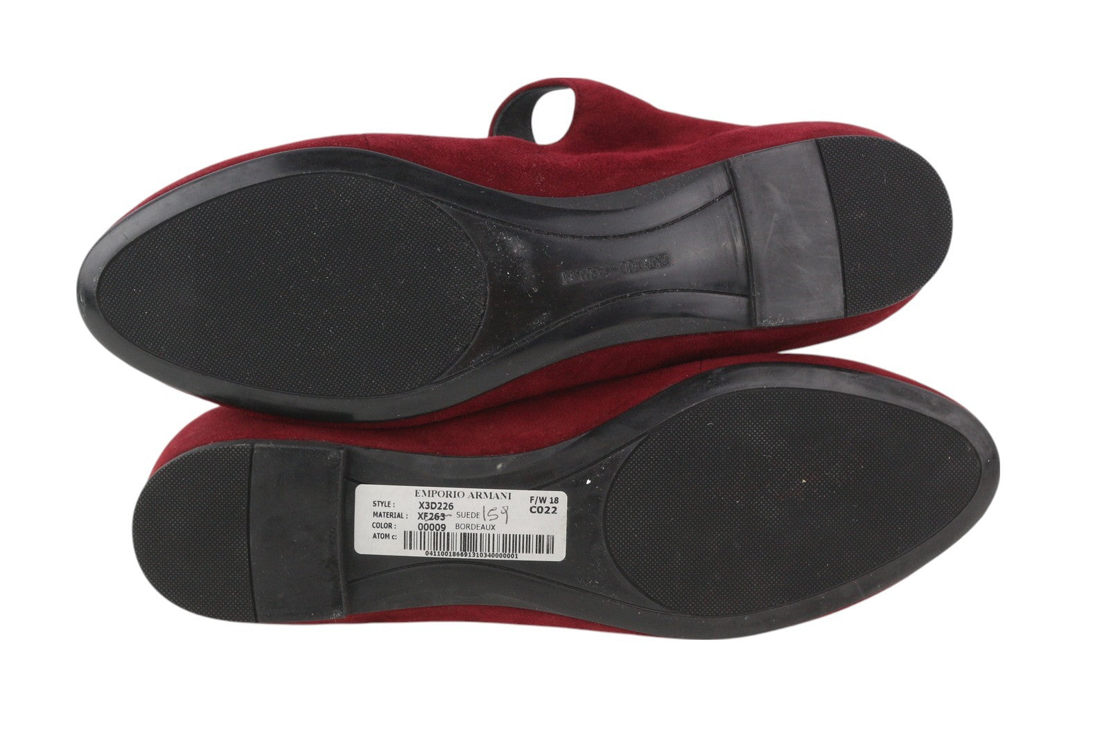 EMPORIO ARMANI X3D226 Women Flats EU37 Burgundy Suede Leather Buckle Ballerina
