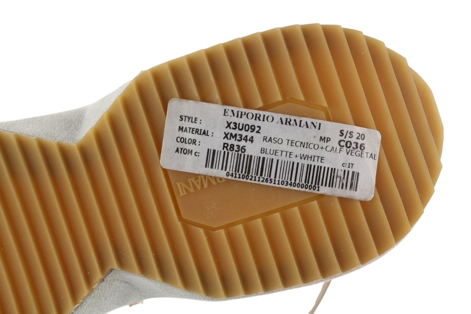 EMPORIO ARMANI X3U092 Women's Sandals EU37 Blue White Platform Open Toe Flat