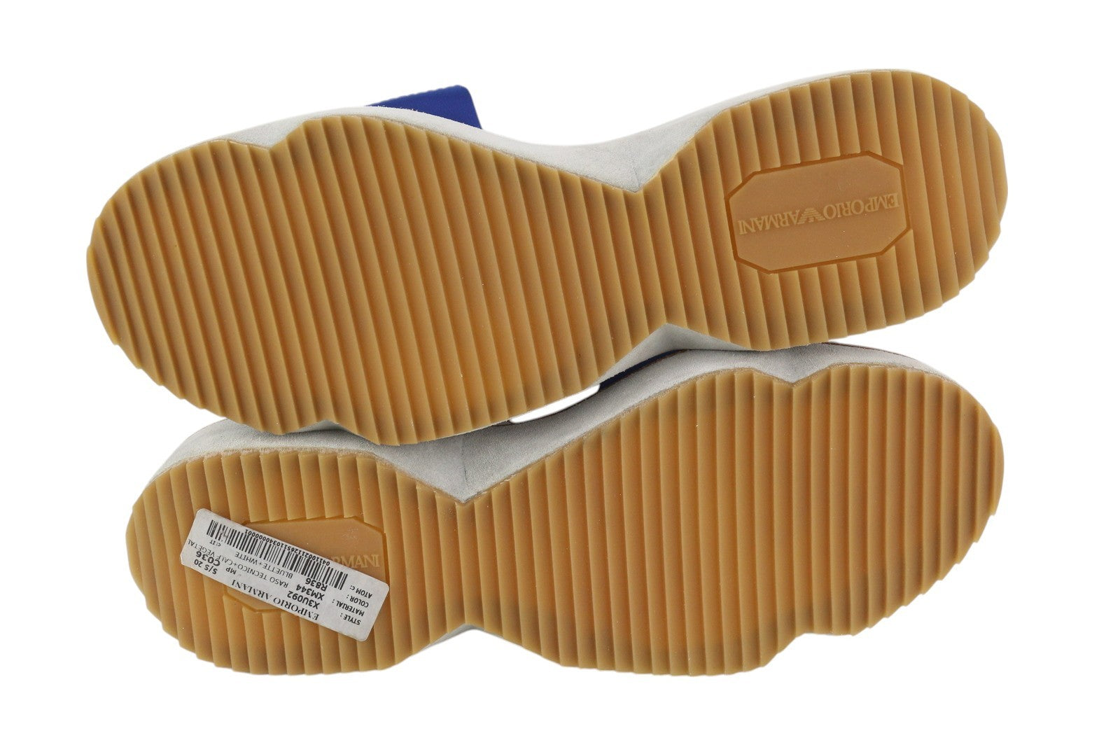 EMPORIO ARMANI X3U092 Women's Sandals EU37 Blue White Platform Open Toe Flat