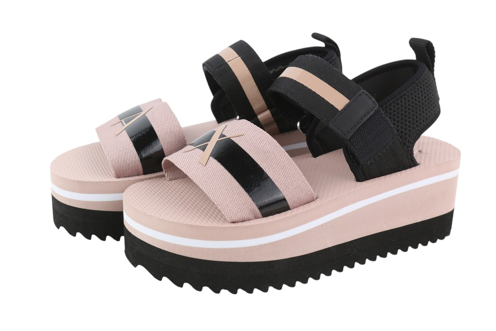EMPORIO ARMANI Women's Chunky Platform Sandals EU37 Pink Black Open Toe
