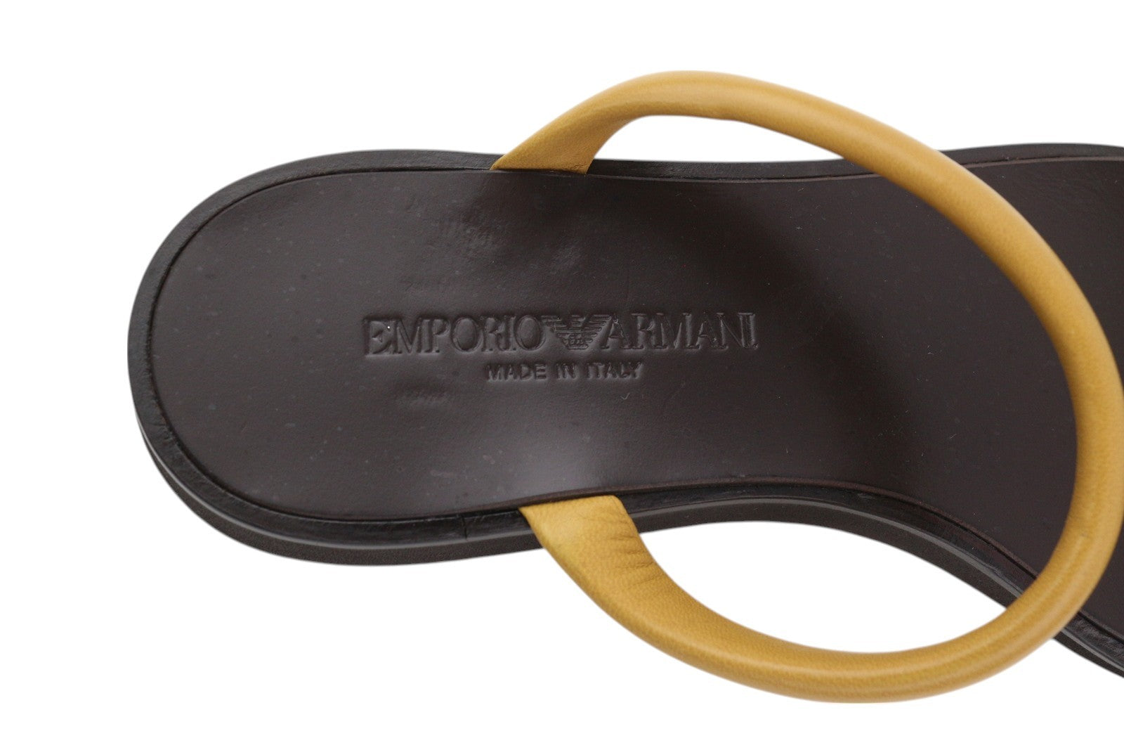 EMPORIO ARMANI X3P739 Women's Beige Leather Slip On Sandals EU37 Flat