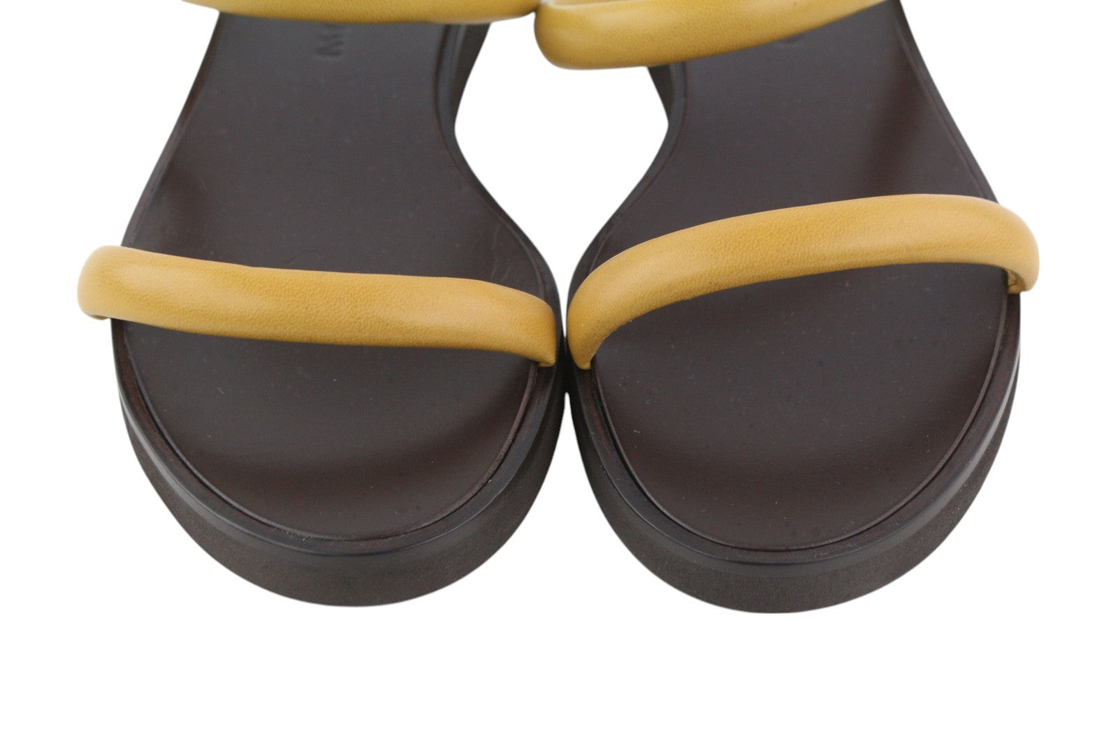 EMPORIO ARMANI X3P739 Women's Beige Leather Slip On Sandals EU37 Flat